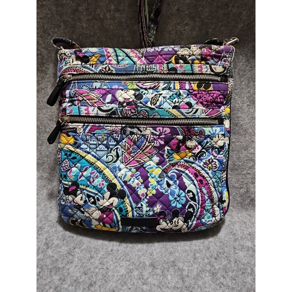 Vera Bradley Disney Mickey And Minnie Mouse Paisley  Triple ZipCrossbody Purse.